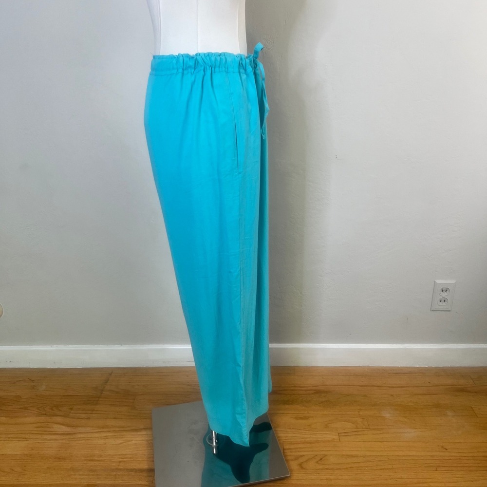 Jams World Pants Solid Rayon Cyan Blue Curacao Womens Size XL New Wide Leg - Picture 5 of 15